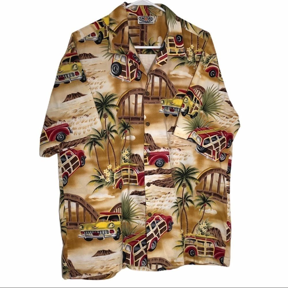 Pacific Legend hawaiian car surf board print shirt